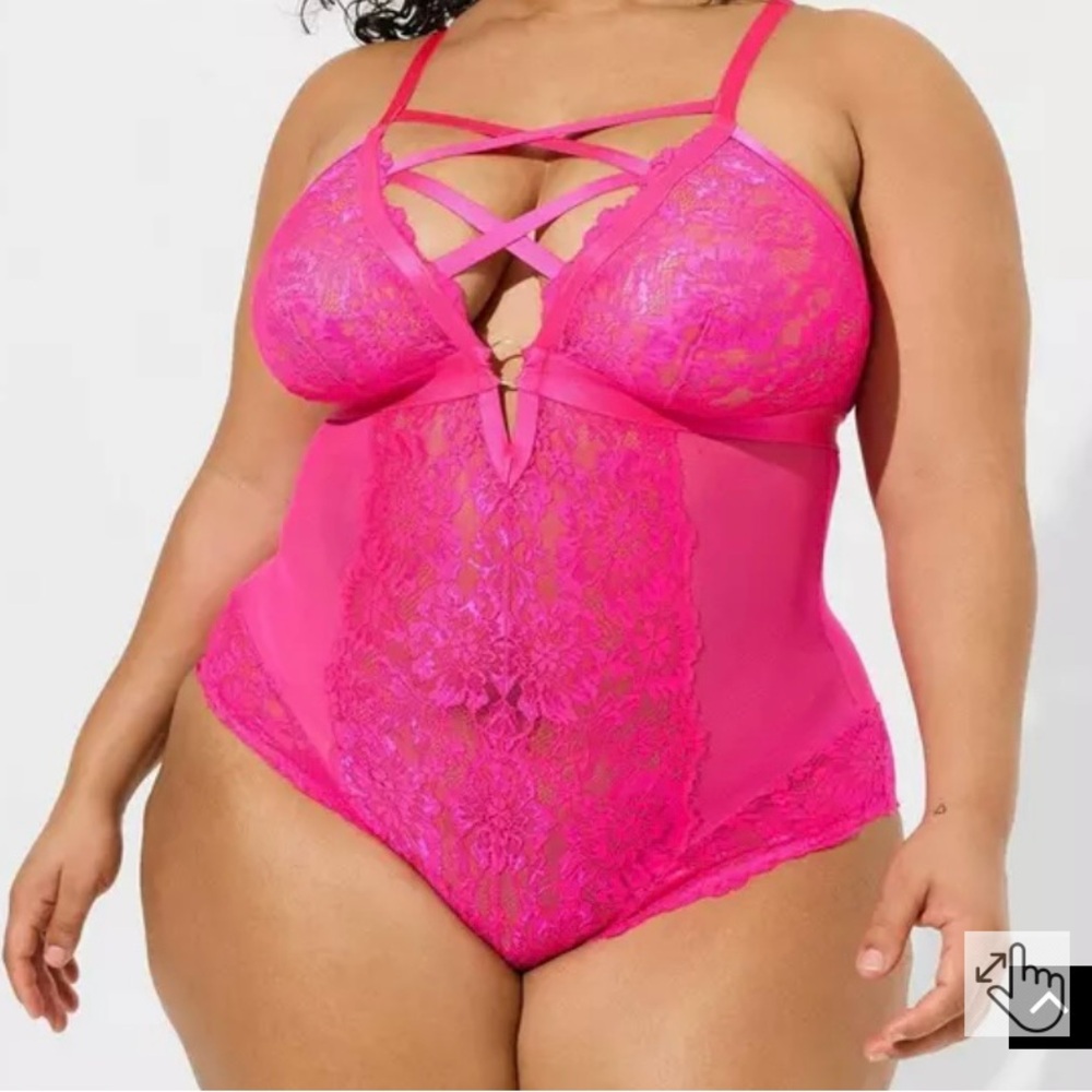 Torrid Hot Pink Lace Bodysuit